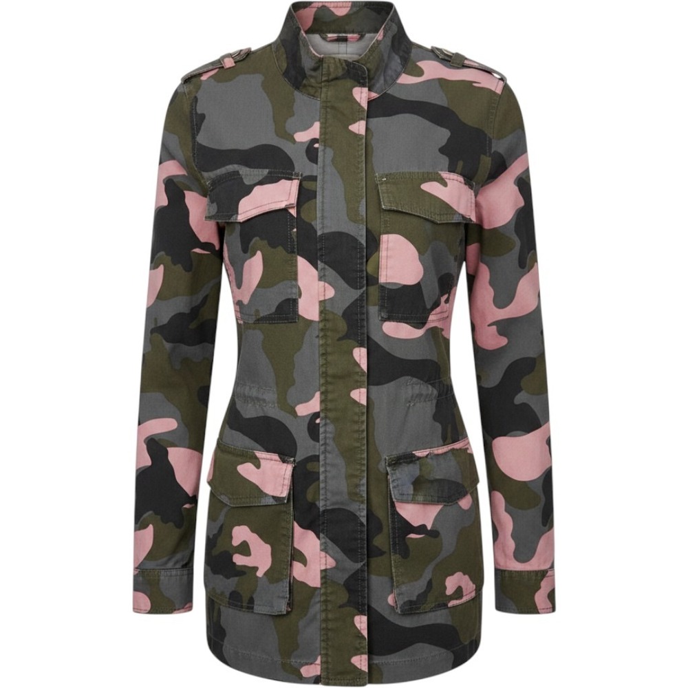 NWT Blue Rain Military Camo Jacket Womens Pink Green Camouflage Medium